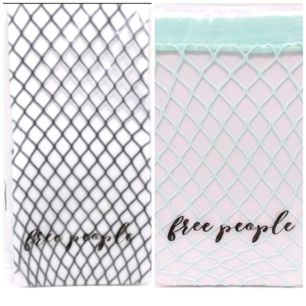 FREE PEOPLE Dark Green Fishnet Stockings & Mint Green Fishnet Knee Hi's